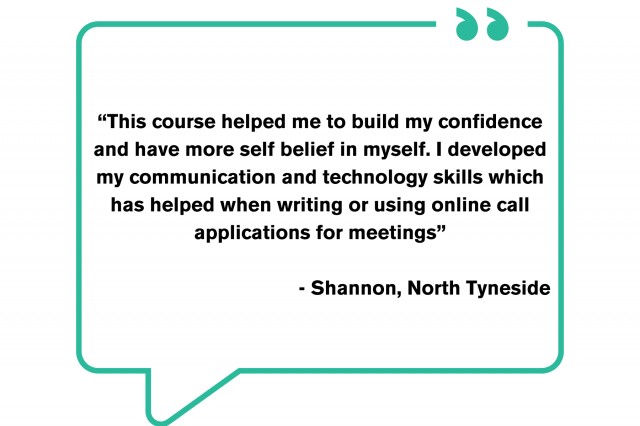 Course helped to build confidence quoted by Shannon